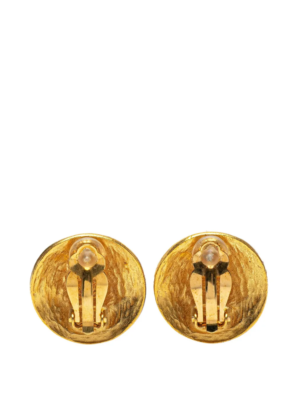 CHANEL Pre-Owned 1996 Gold Plated CC Grapevine Round Clip on Earrings costume earrings | Image 2
