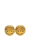 CHANEL Pre-Owned 1996 Gold Plated CC Grapevine Round Clip on Earrings costume earrings