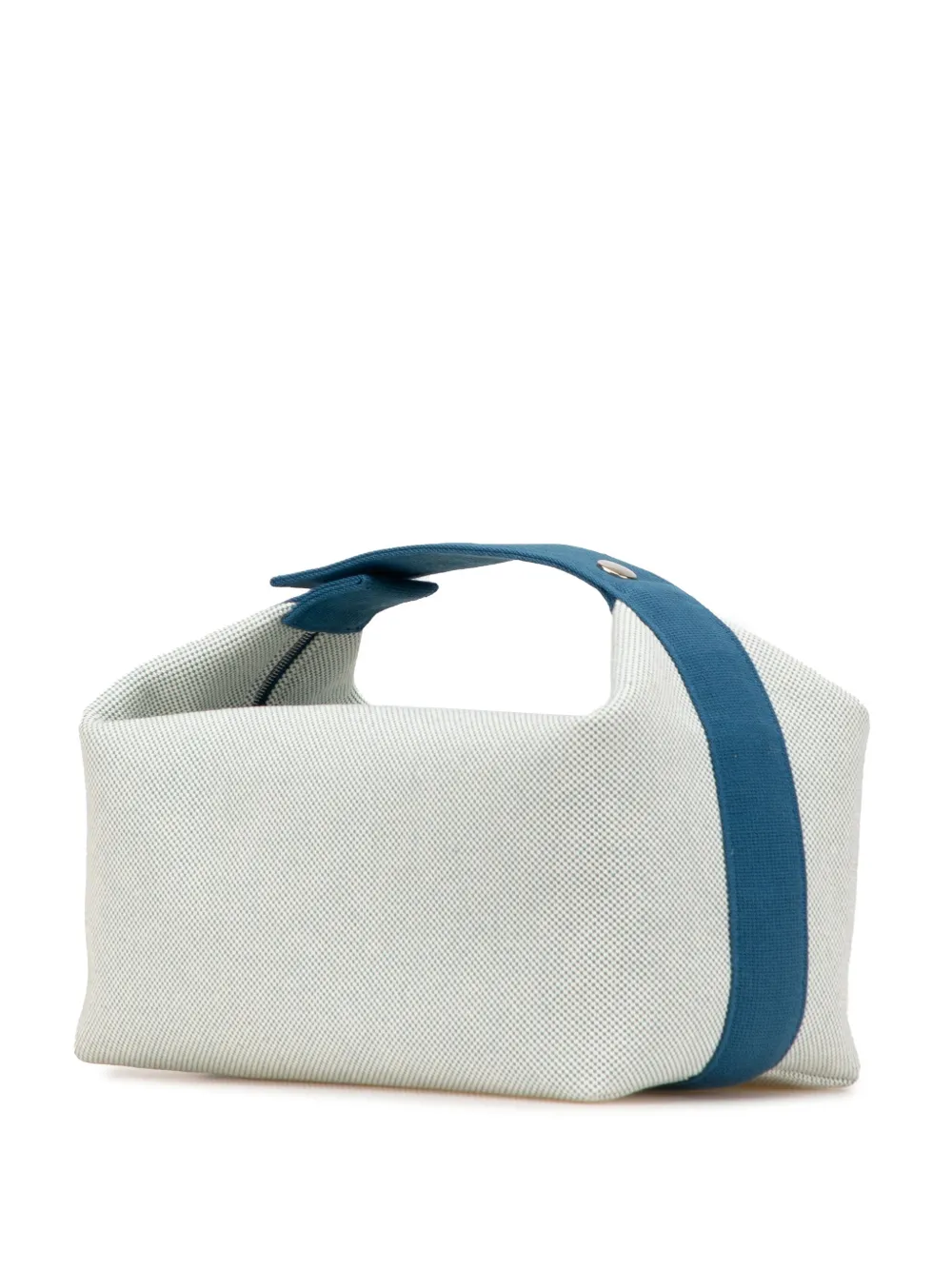 Pre-owned Hermes 2010-2025 Large Canvas Bride A Brac Cabriole Case Vanity Bag In Blue
