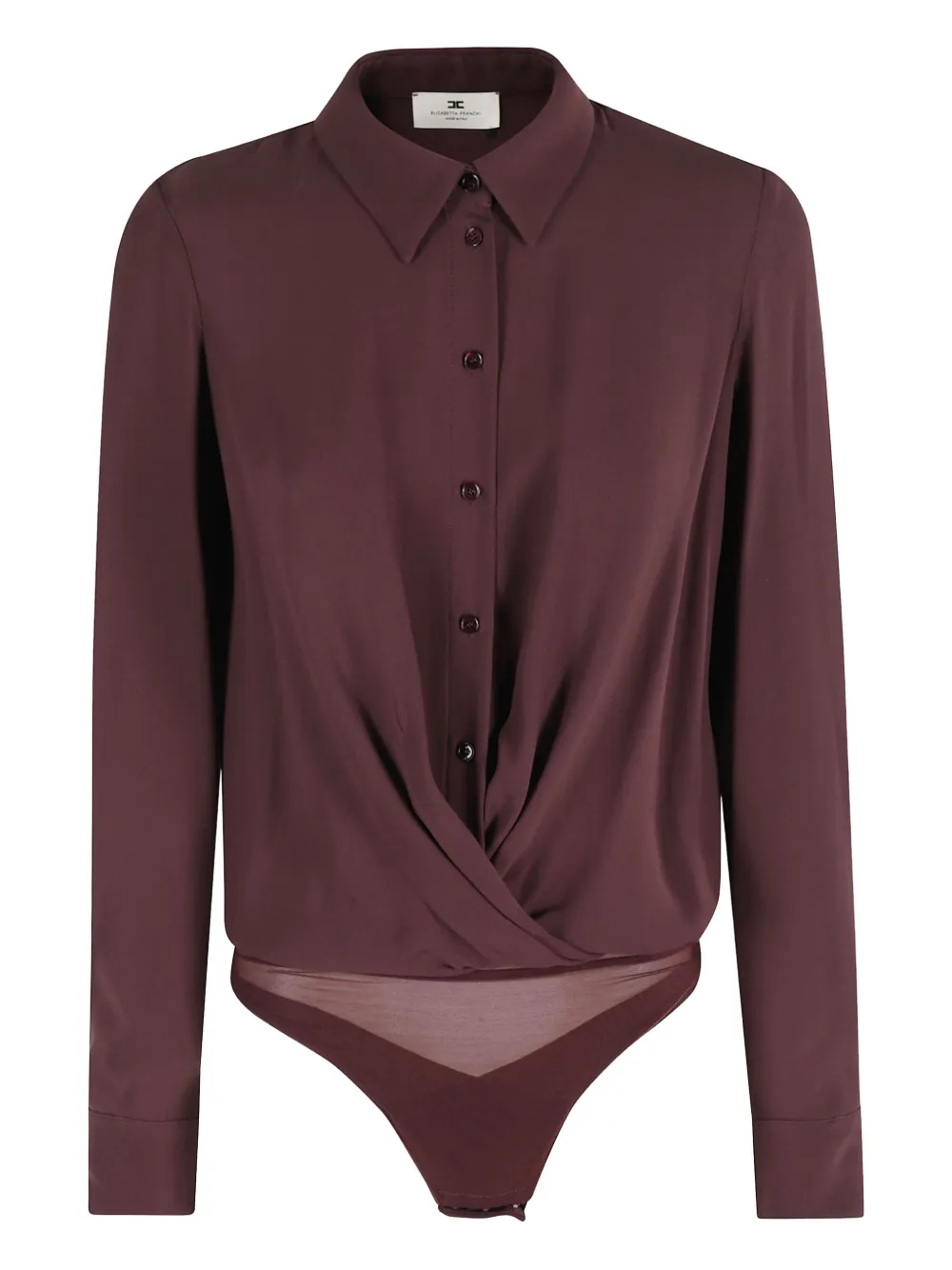 Elisabetta Franchi Draped Body Shirt In Deep Merlot In Black