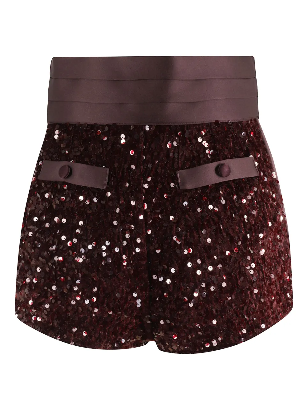 Elisabetta Franchi Sequin-embellished Shorts In Burgundy