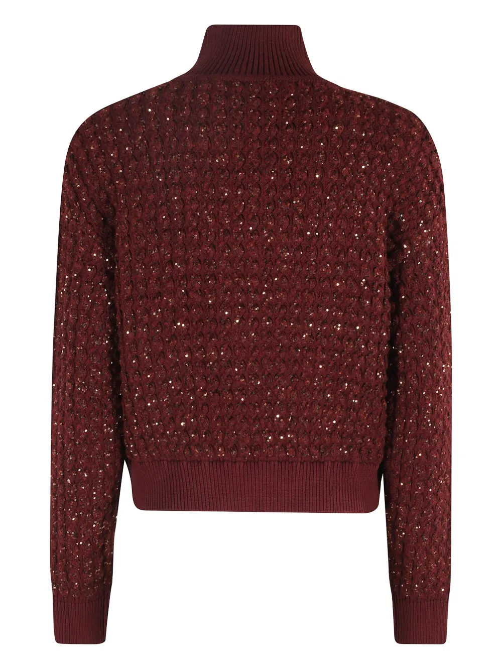 Elisabetta Franchi Sequinned Turtleneck Sweater In Red