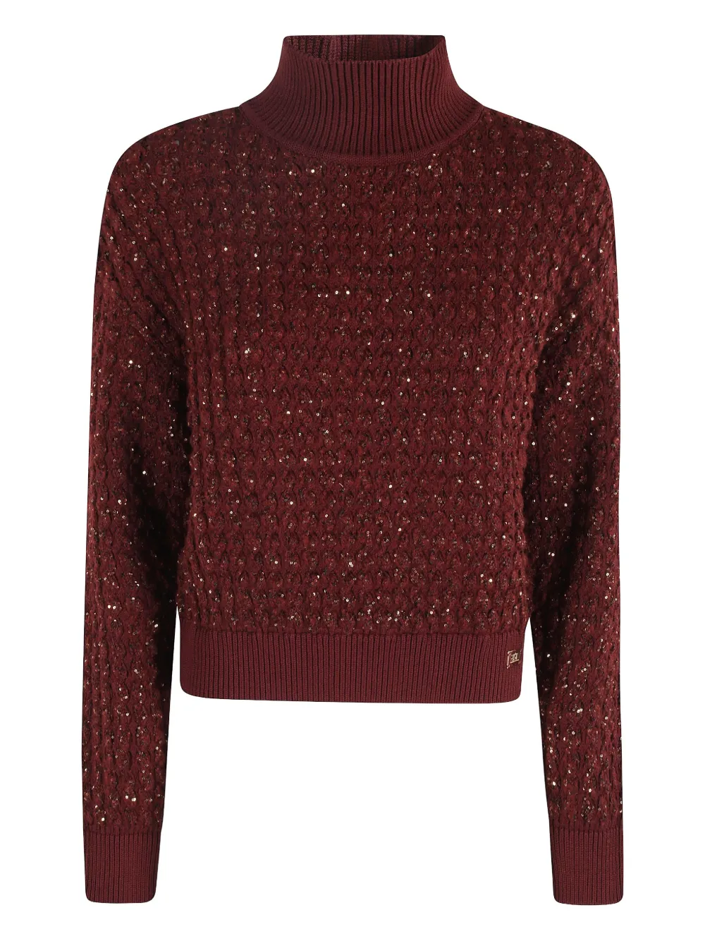 Elisabetta Franchi Sequinned Turtleneck Sweater In Red