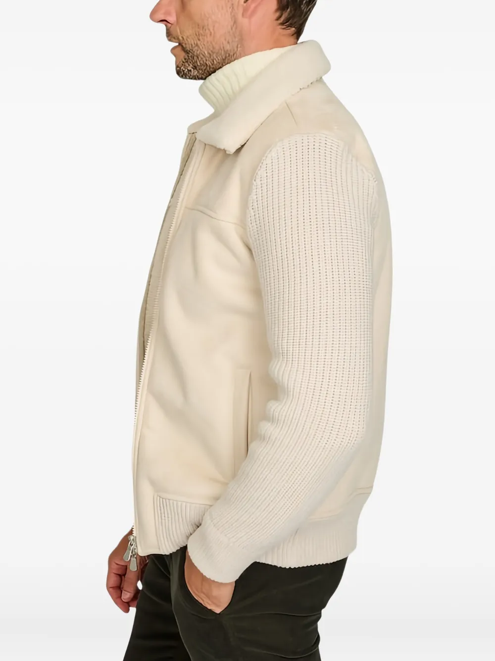 Gran Sasso Jack met ritssluiting en gebreide mouwen Beige