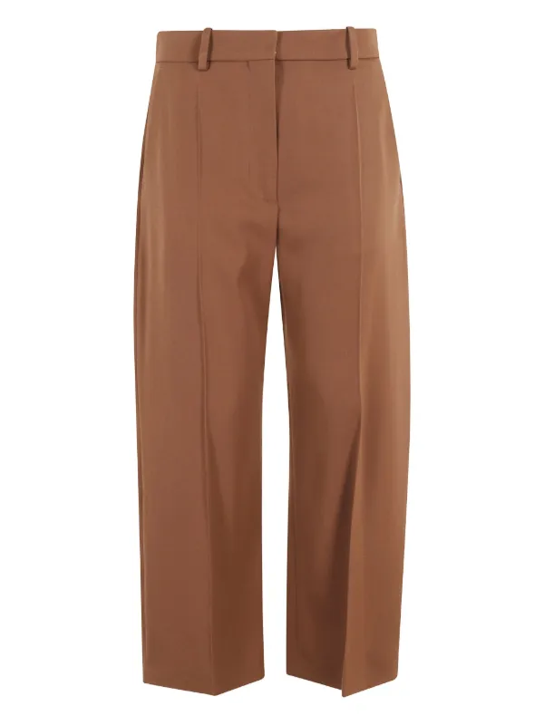 Marni Pleated Cropped Trousers in Brown