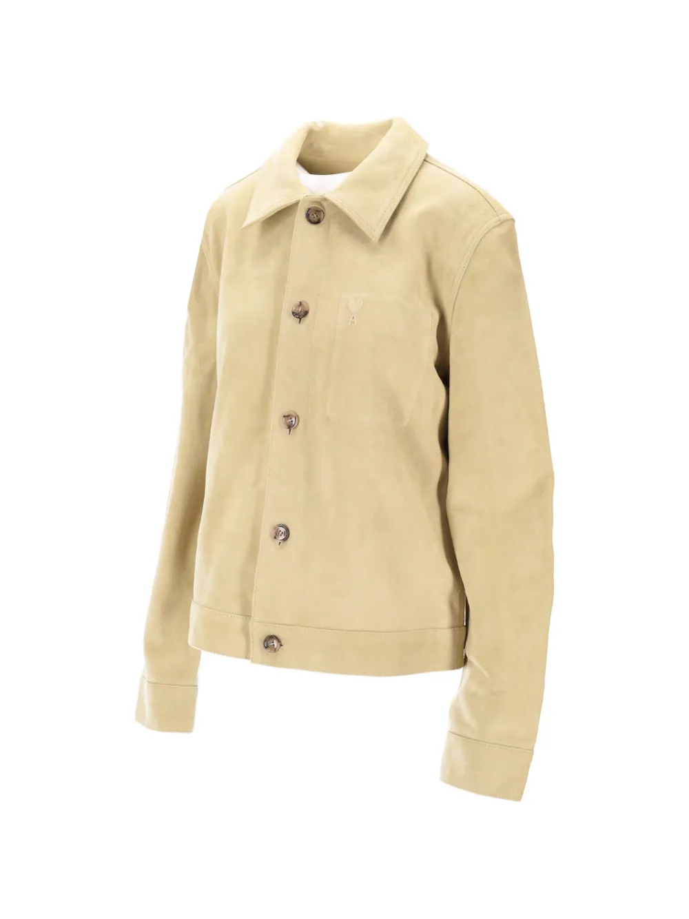  Ami Paris Buttoned Leather Jacket - Neutrals 