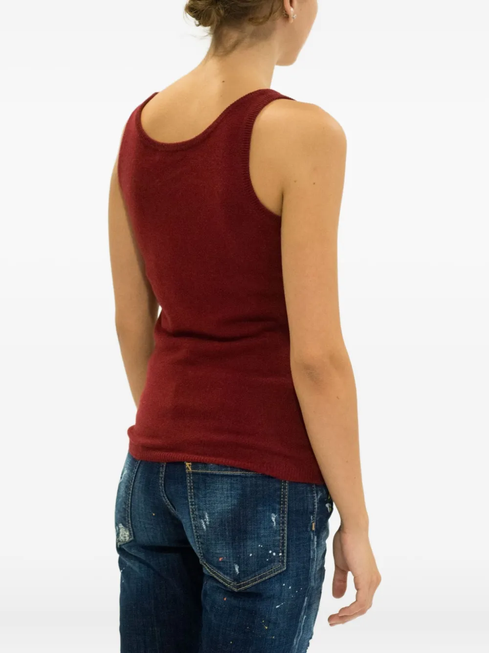 La Rose Knitted Tank Top In Red