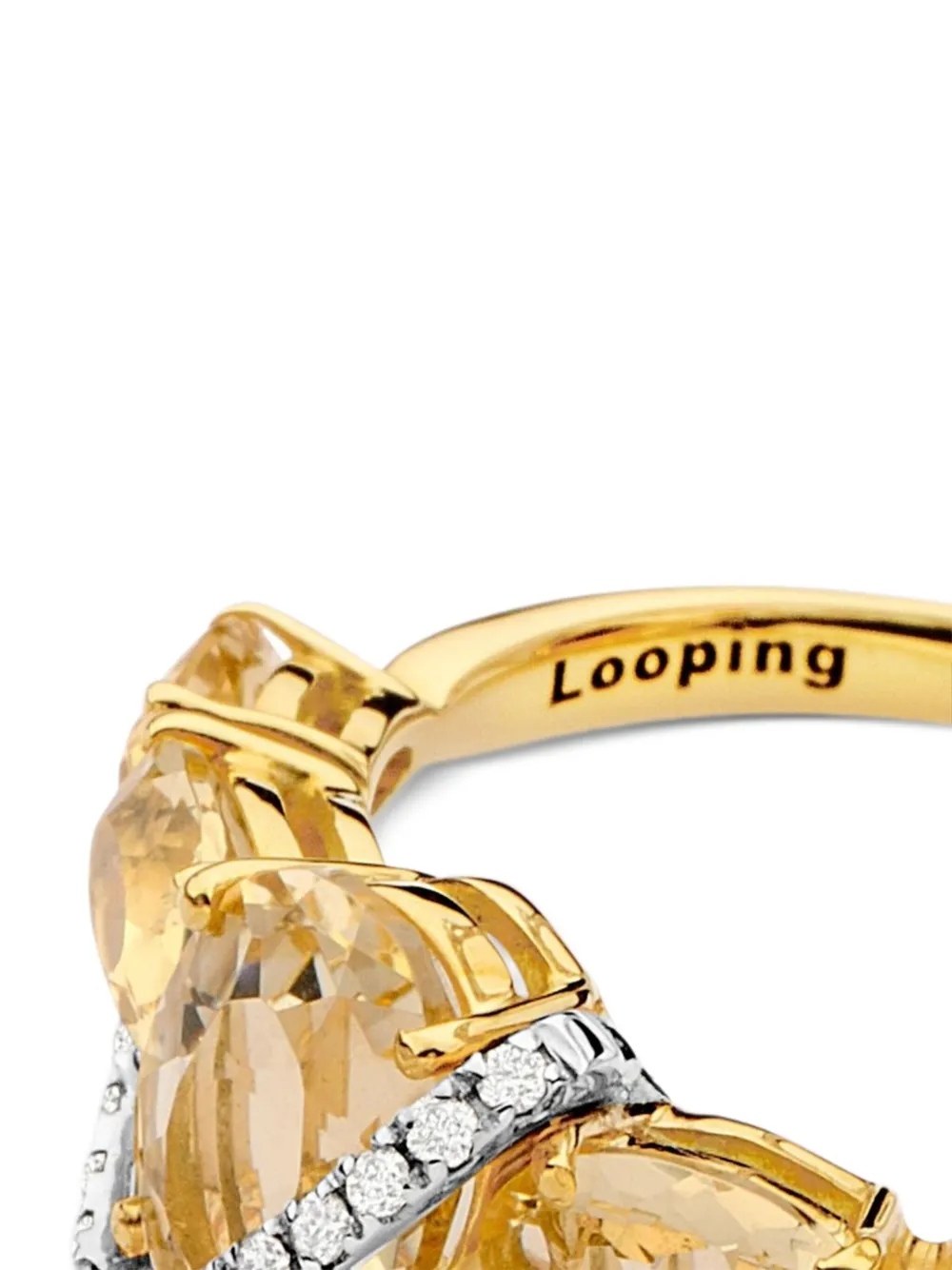  Brumani 18k Yellow And White Gold Looping Diamond And Citrine Ring 