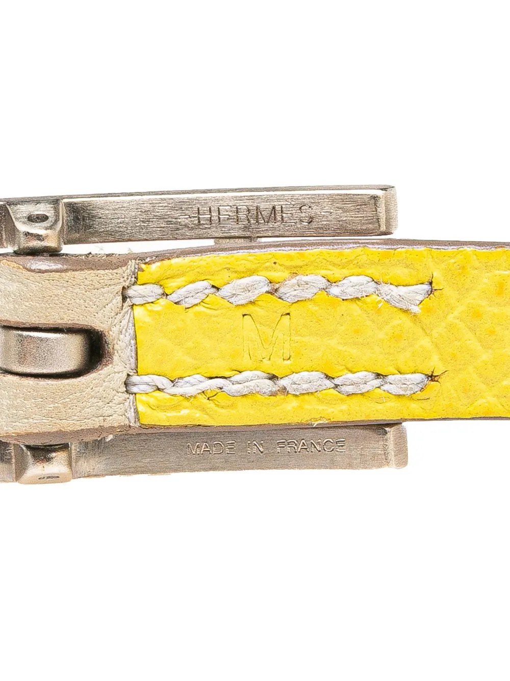 Pre-owned Hermes 2000-2025 Leather Behapi Double Tour Bracelet M Costume Bracelet In Gold