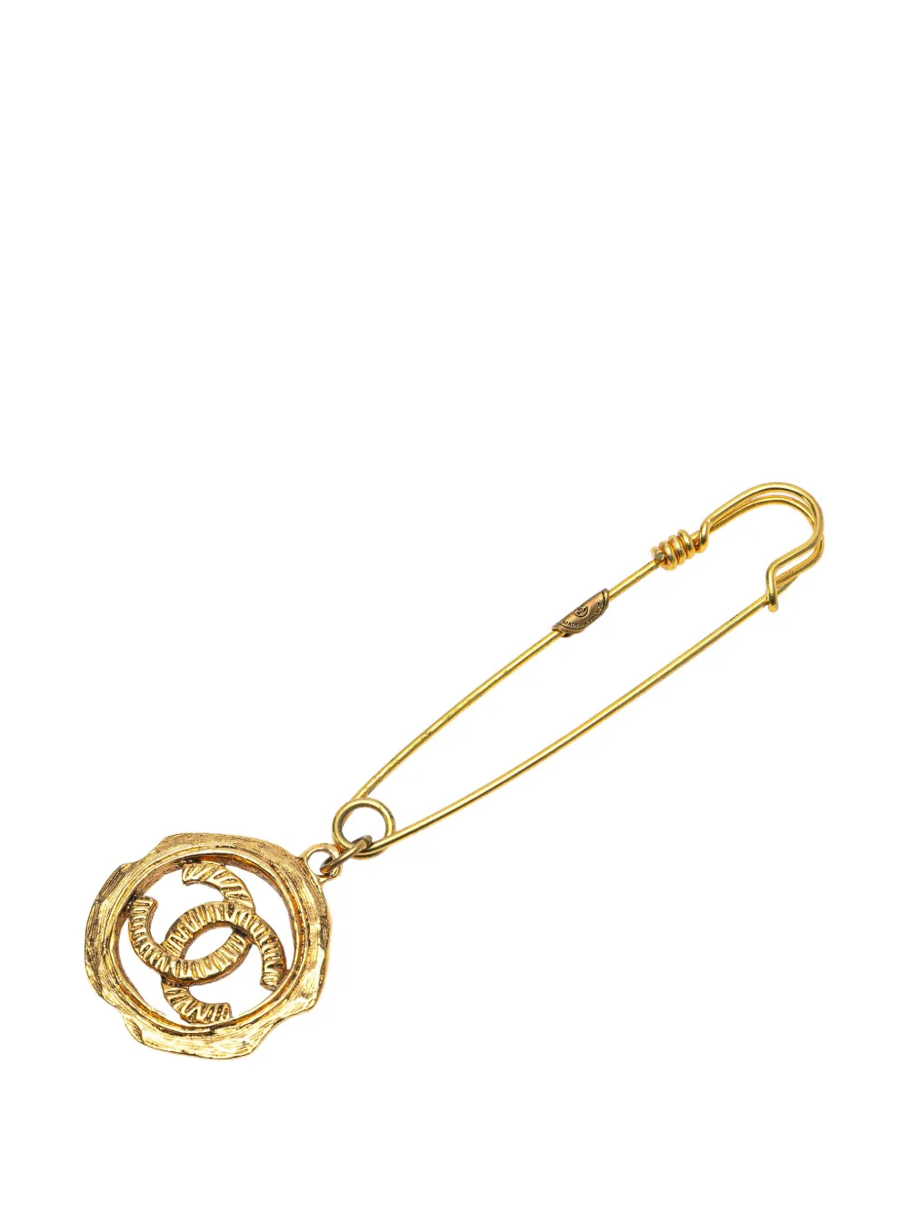 CHANEL Pre-Owned 1970-1980 Gold Plated CC Safety Pin Brooch costume brooch | Image 2