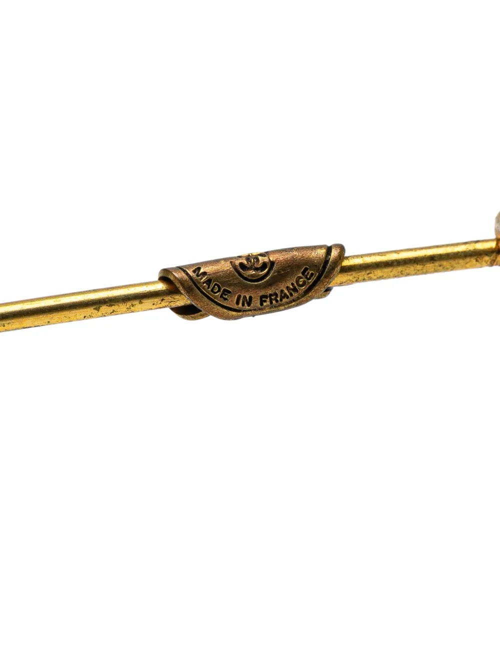 Pre-owned Chanel 1970-1980 Gold Plated Cc Safety Pin Brooch Costume Brooch