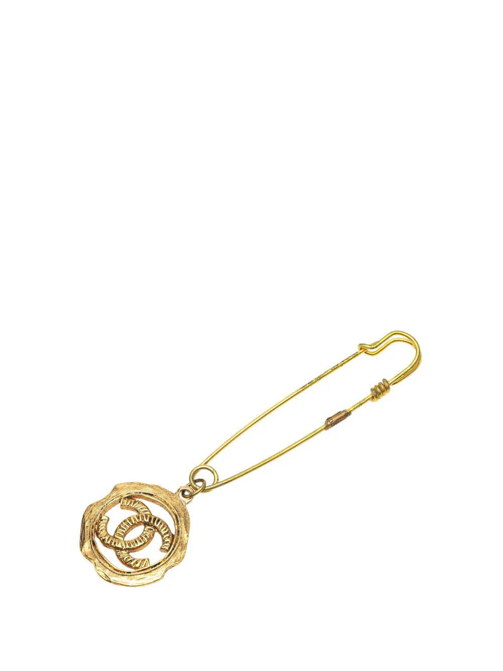 CHANEL Pre-Owned 1970-1980 Gold Plated CC Safety Pin Brooch costume brooch | Gold | Image 1