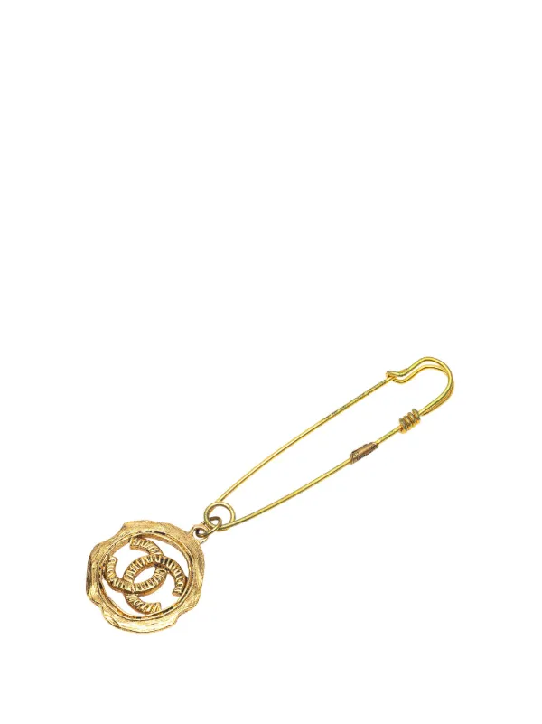 CHANEL Pre-Owned 1970-1980 Gold Plated CC Safety Pin Brooch Costume Brooch  Gold FARFETCH IN