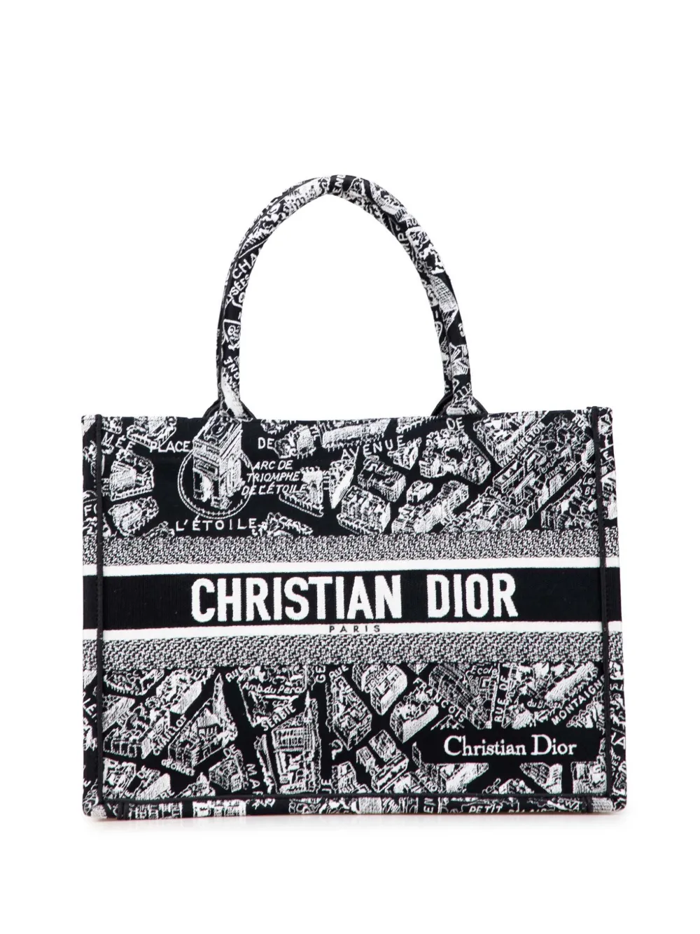 Christian Dior Pre-Owned 2023 Medium Canvas Embroidered Plan De Paris Book tote bag | Black | Image 1