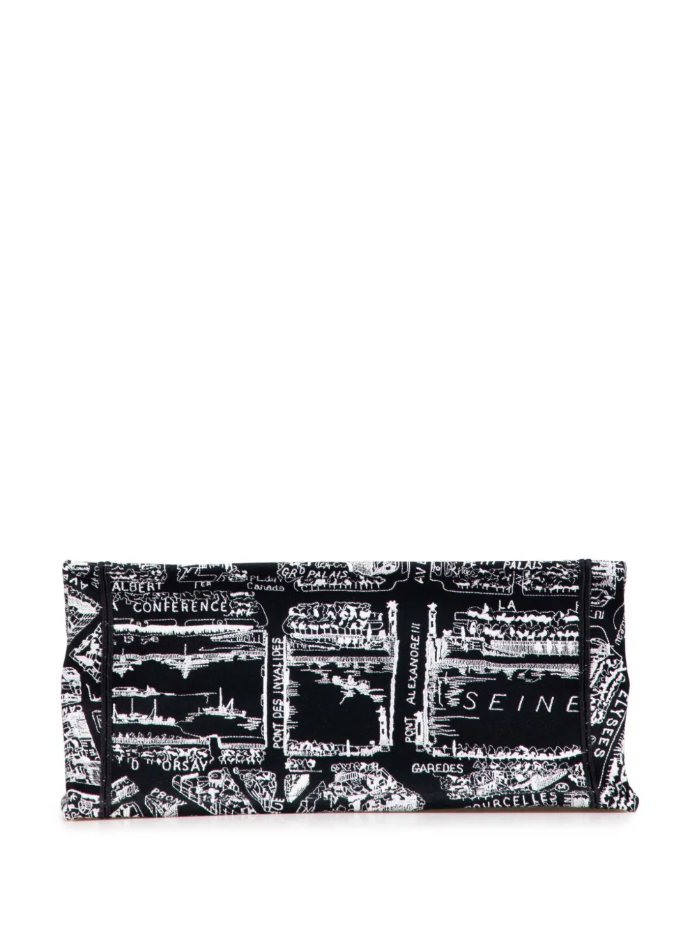 Pre-owned Dior 2023 Medium Canvas Embroidered Plan De Paris Book Tote Bag In Black