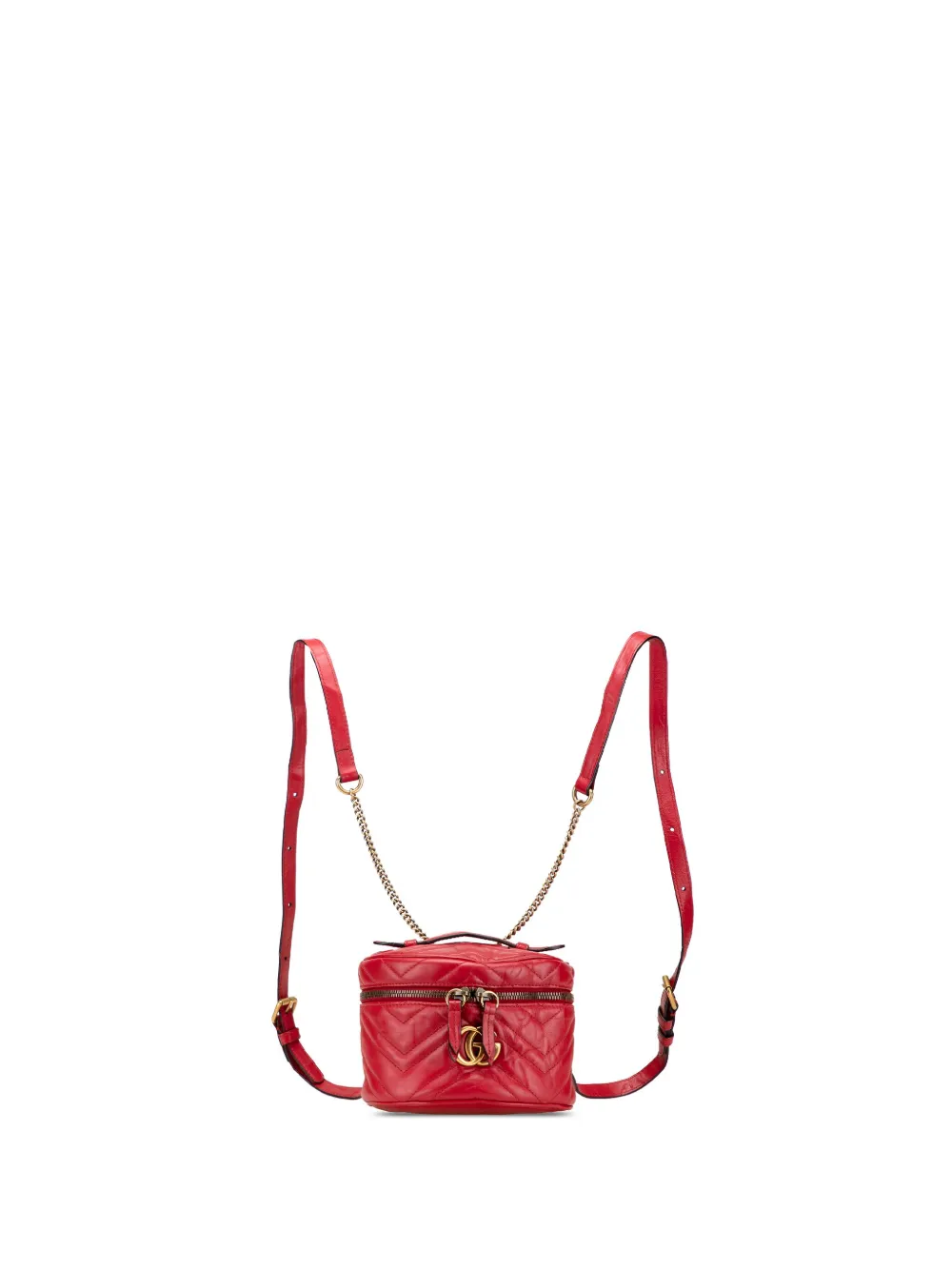 Gucci Pre-Owned 2016-2025 Mini GG Marmont Matelasse Leather Round backpack | Red | Image 1