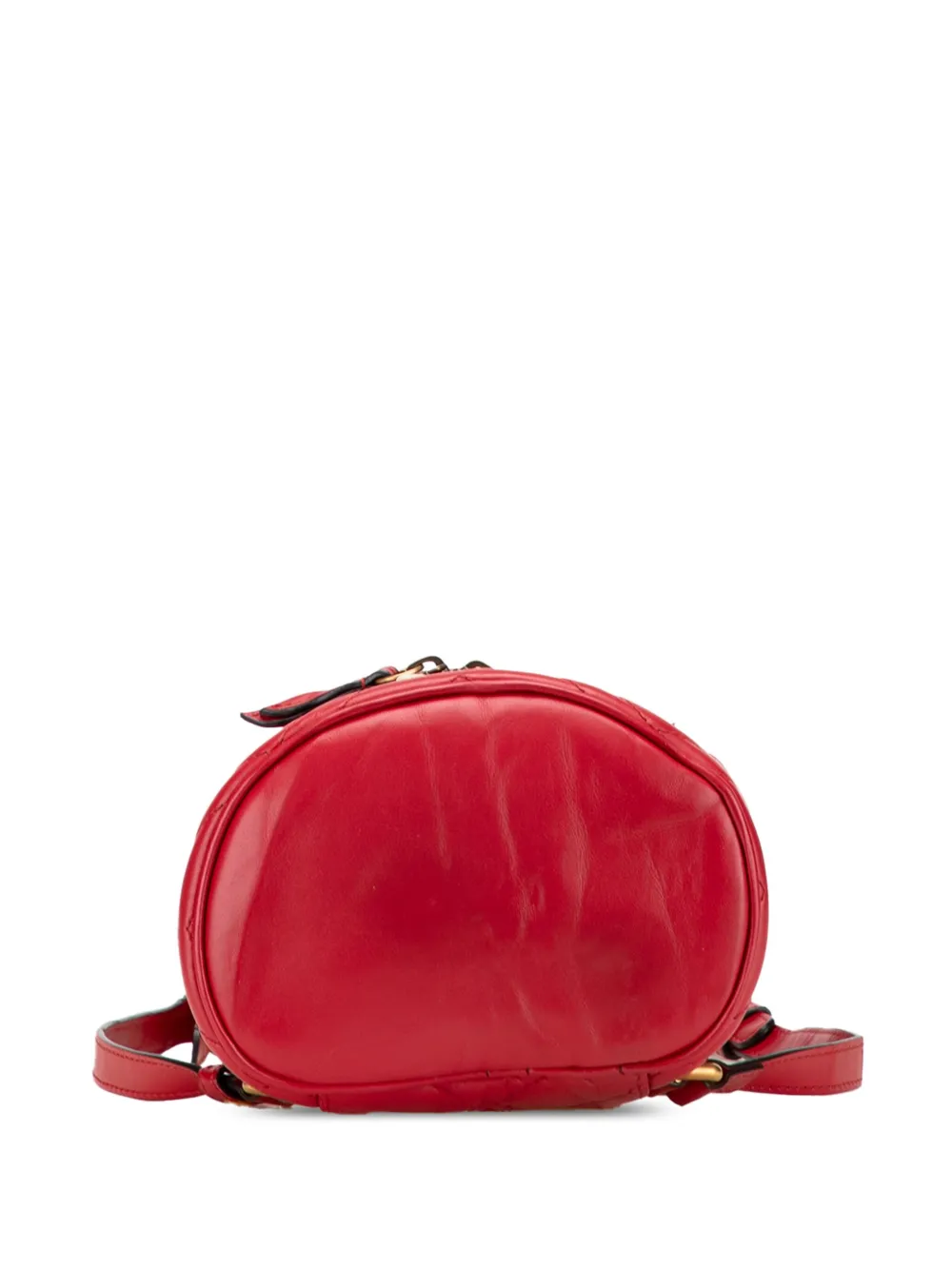 Pre-owned Gucci 2016-2025 Mini Gg Marmont Matelasse Leather Round Backpack In Red