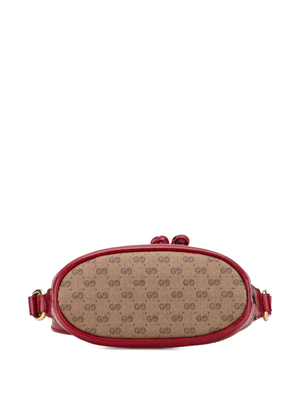 Pre-owned Gucci 2016-2025 Micro Gg Supreme Doraemon Bucket Bag In Brown