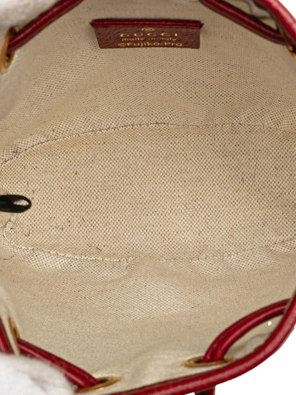 Pre-owned Gucci 2016-2025 Micro Gg Supreme Doraemon Bucket Bag In Brown