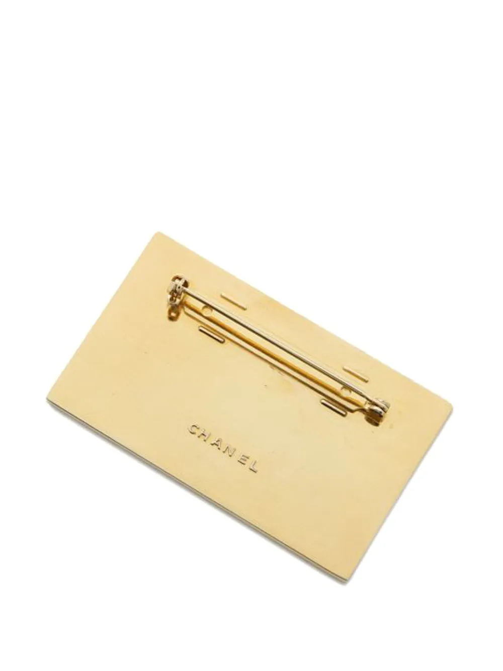 CHANEL Pre-Owned 20th Century Gold Plated Logo Plate Brooch costume brooch | Image 2