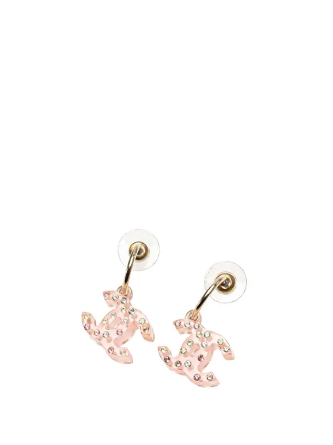 CHANEL Pre-Owned 2004 Resin Crystal CC Push Back Earrings costume earrings