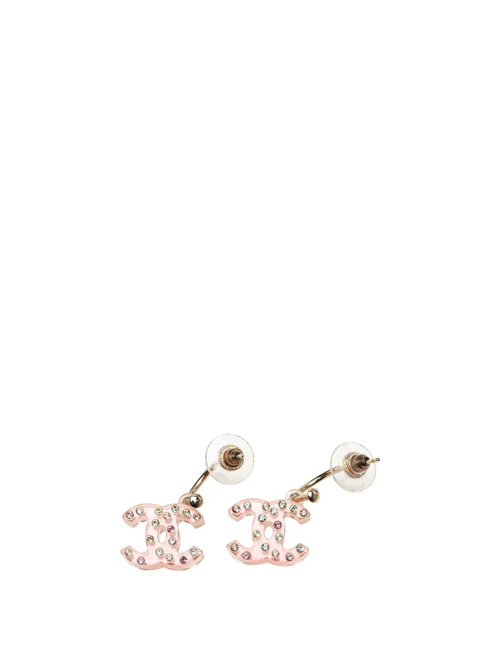 CHANEL Pre-Owned aretes Resin Crystal CC Push Back Earrings 2004 | Image 2