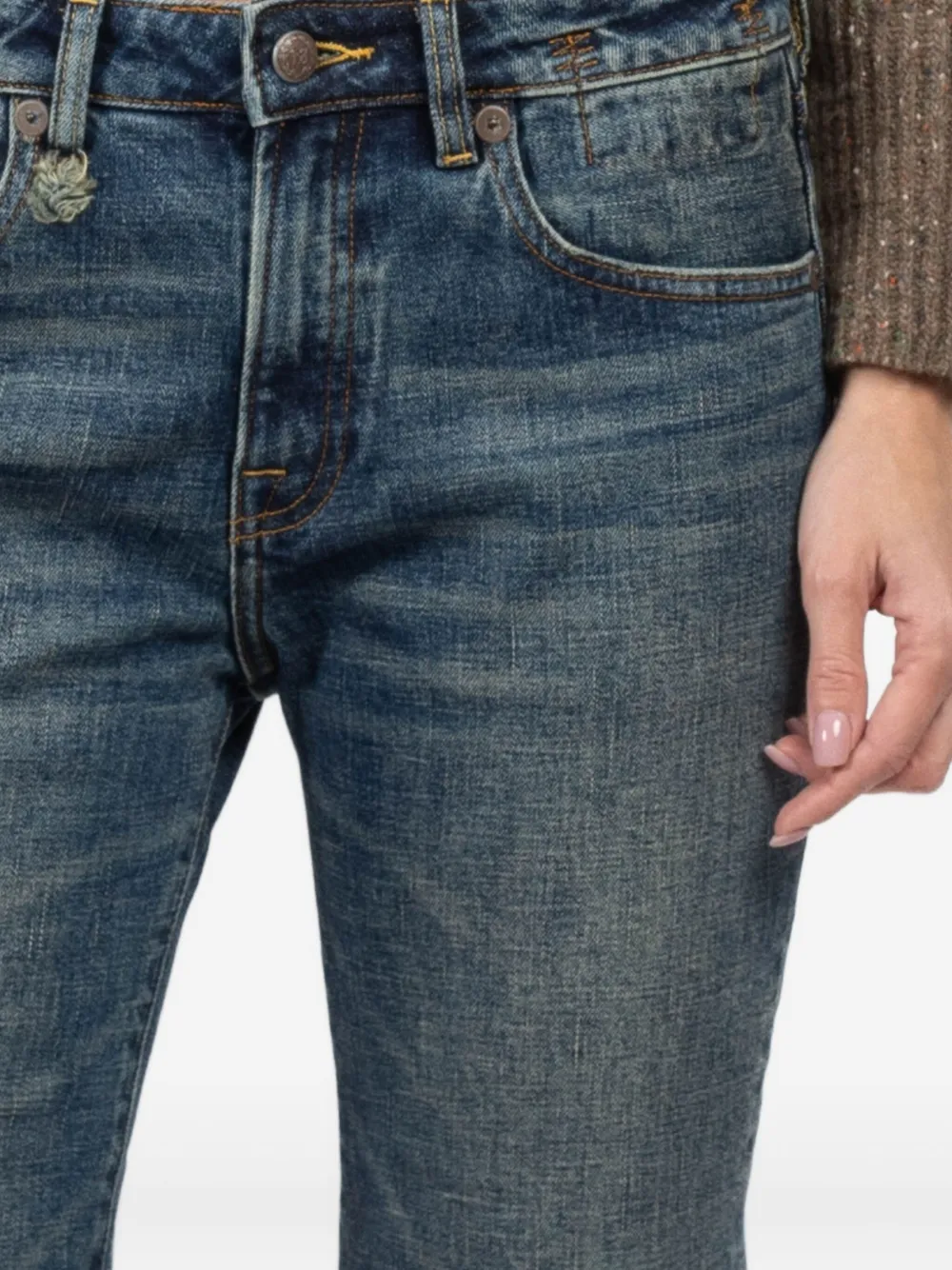 R13 Katoenen jeans met vervaagd effect Blauw