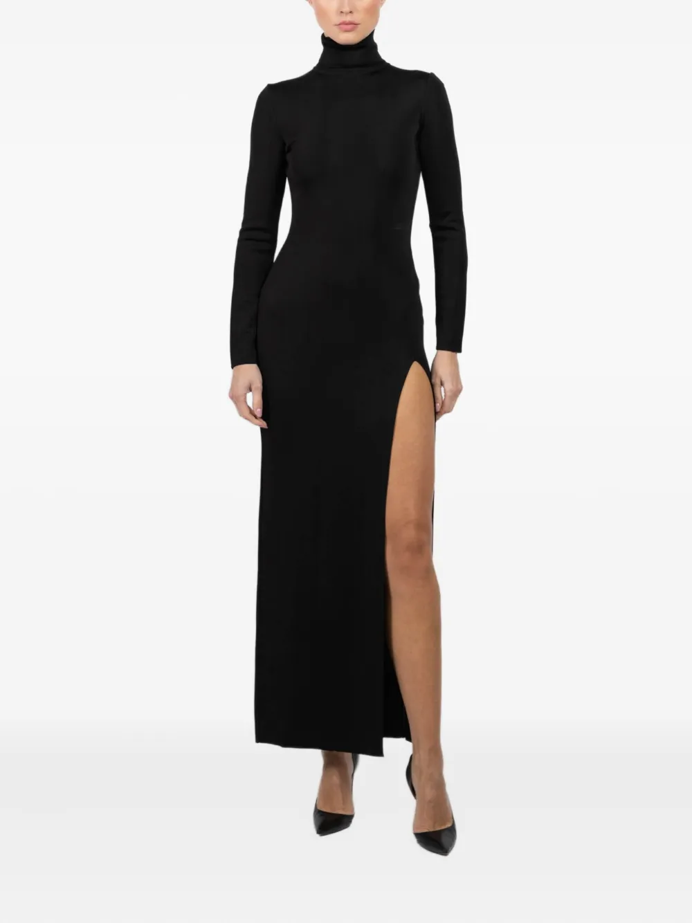 La Galpa turtleneck side-split dress | Black | Image 1
