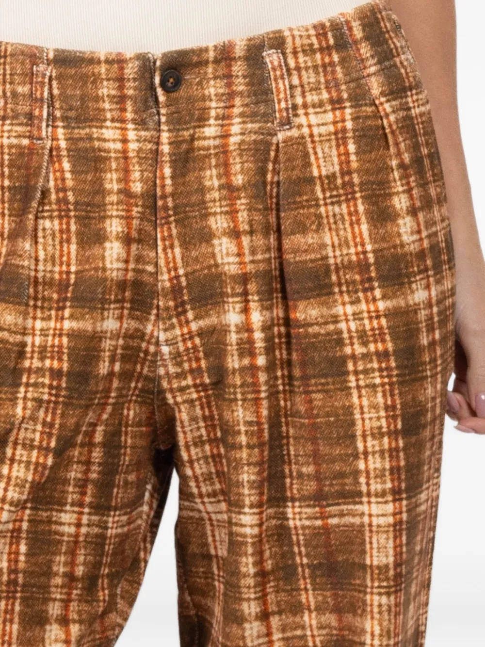 R13 Pleated Checked Pants In Brown