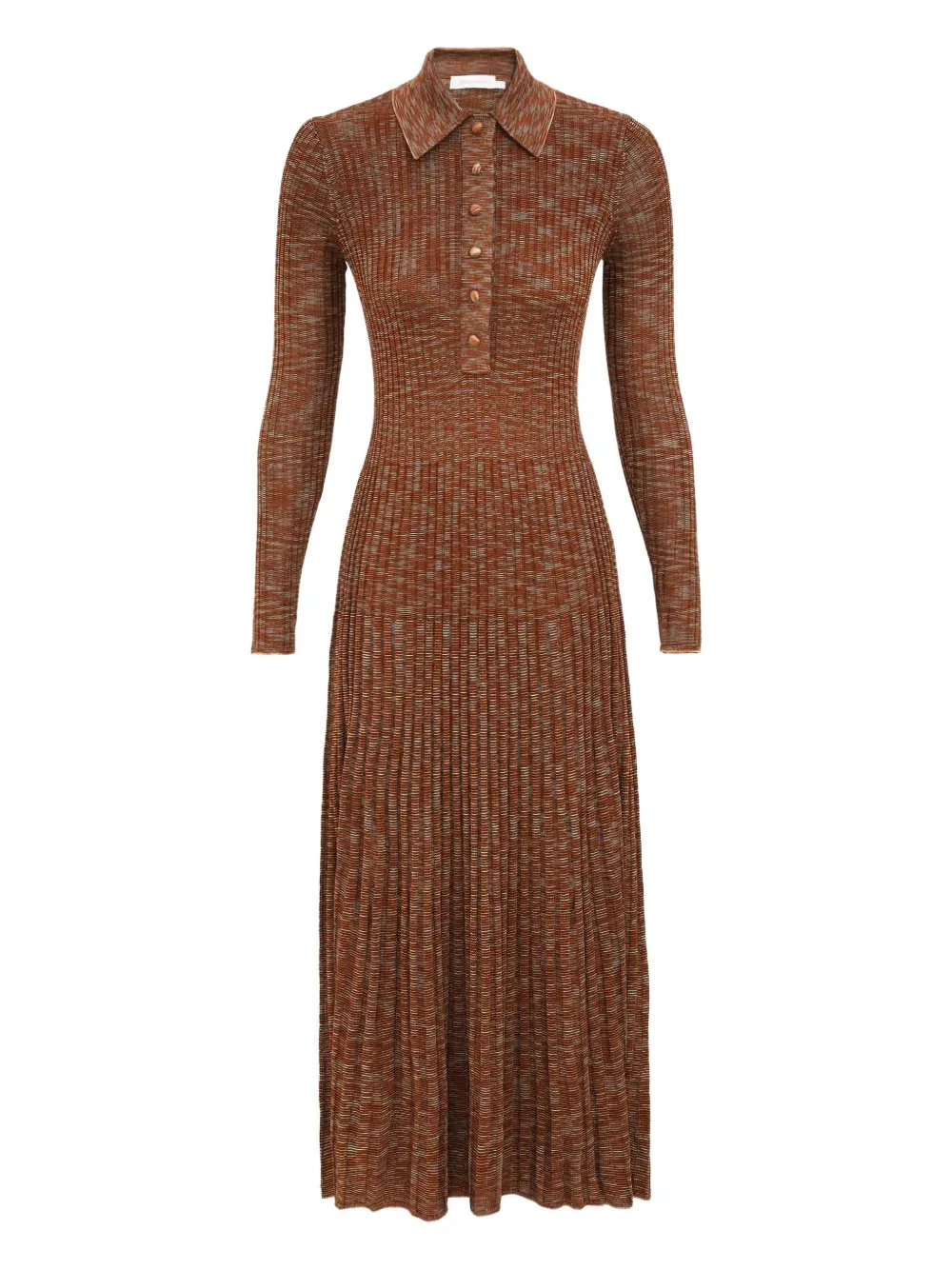 Zimmermann Mouline Buttoned Midi Dress In Brown