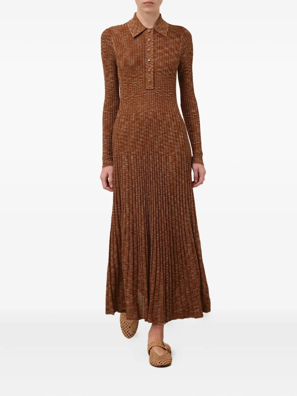 Zimmermann Mouline Buttoned Midi Dress In Brown
