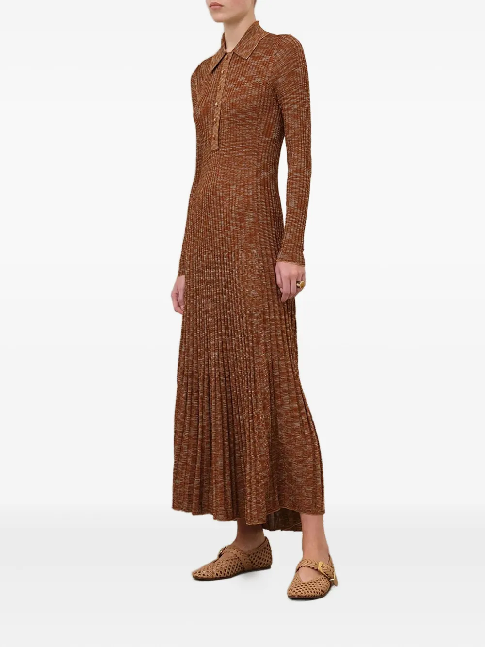 Zimmermann Mouline Buttoned Midi Dress In Brown