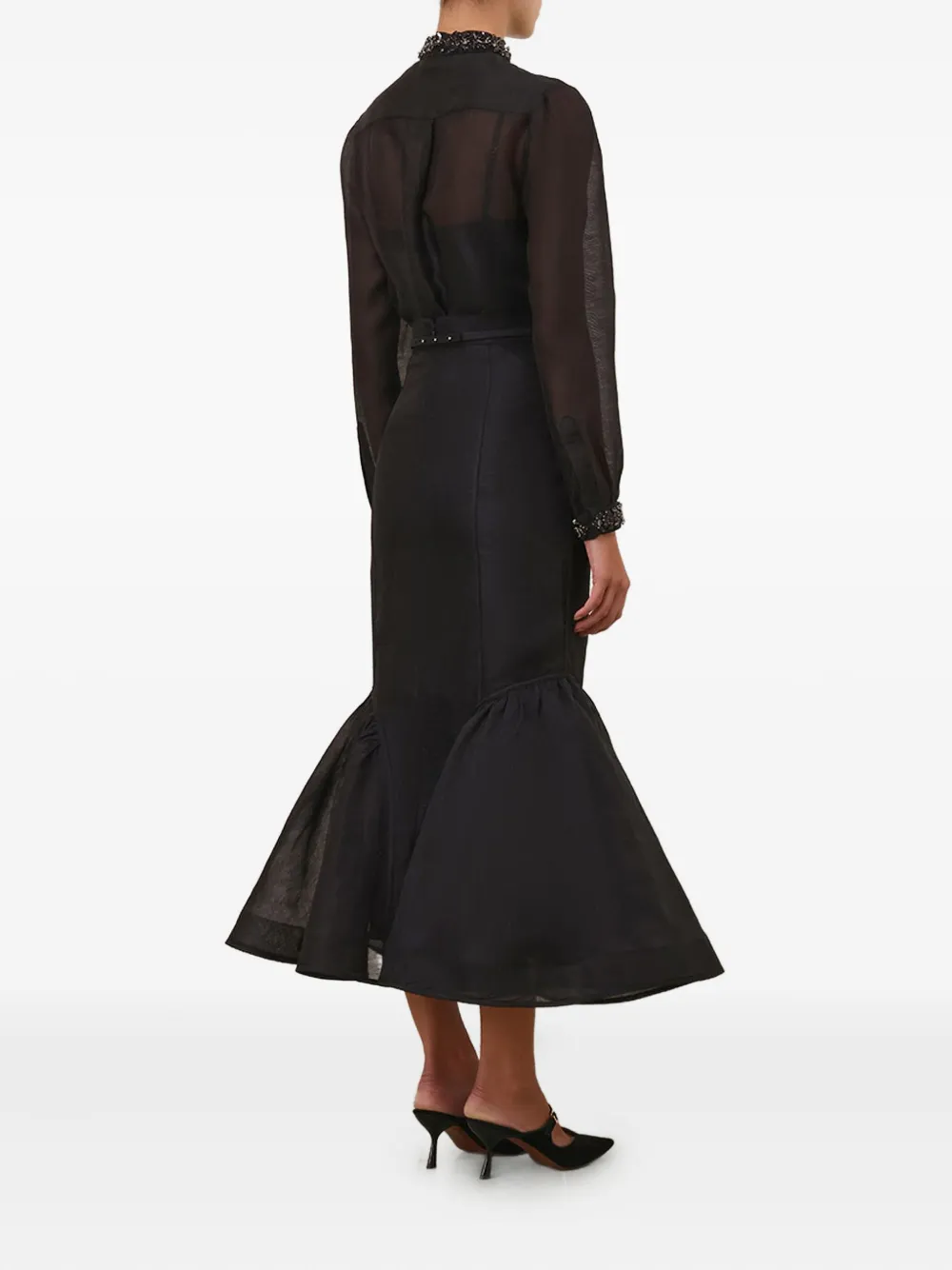 Zimmermann Hypnotic Panelled Pencil Midi Skirt In Black