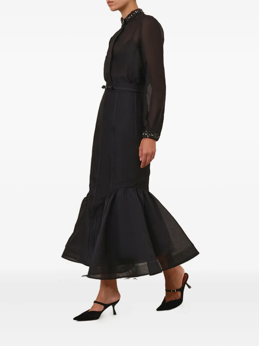 Zimmermann Hypnotic Panelled Pencil Midi Skirt In Black