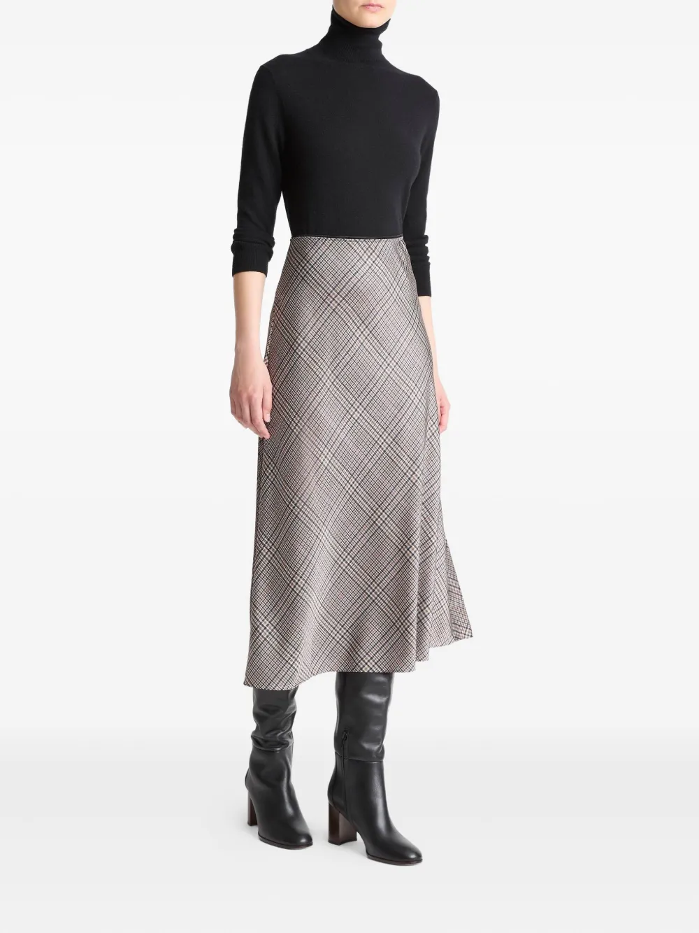 Vince pressed plaid hem skirt - Bruin