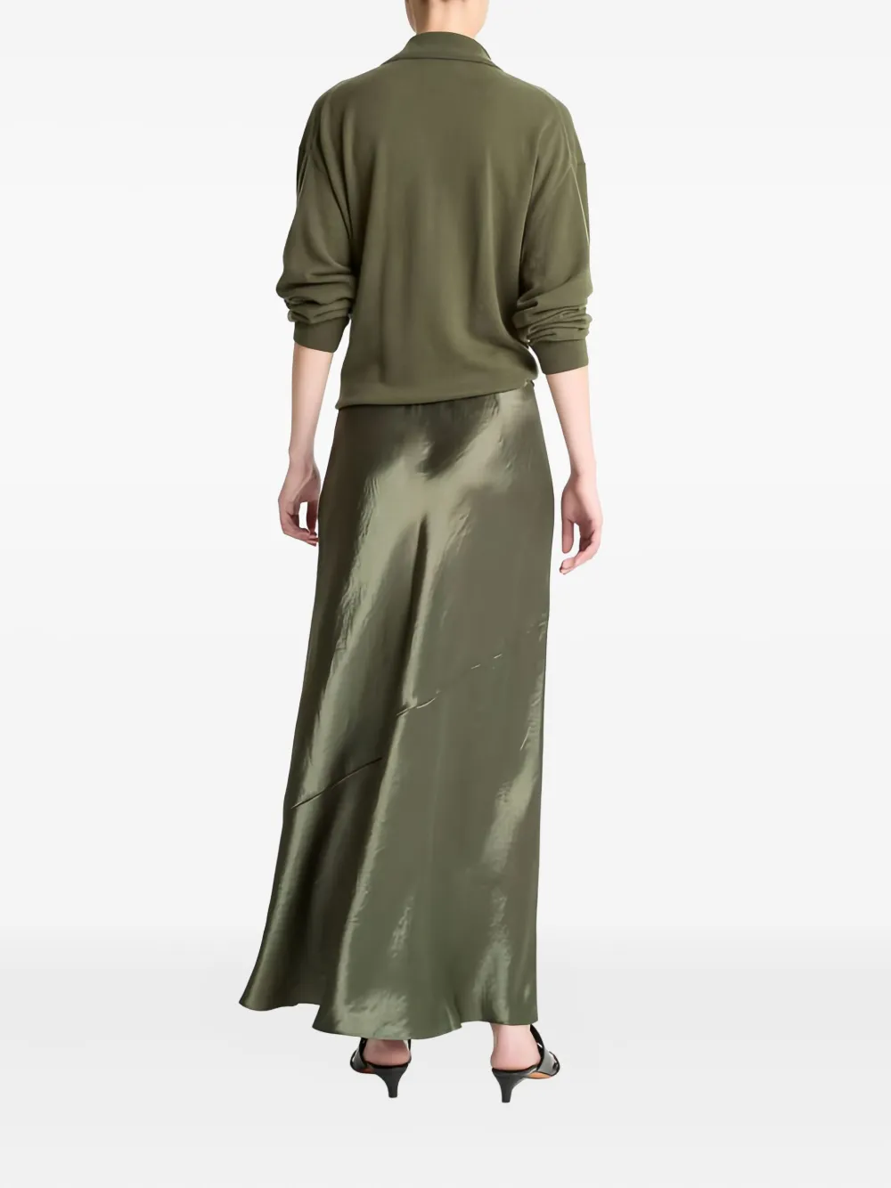 Vince Bias Panelled Maxi Skirt In Green