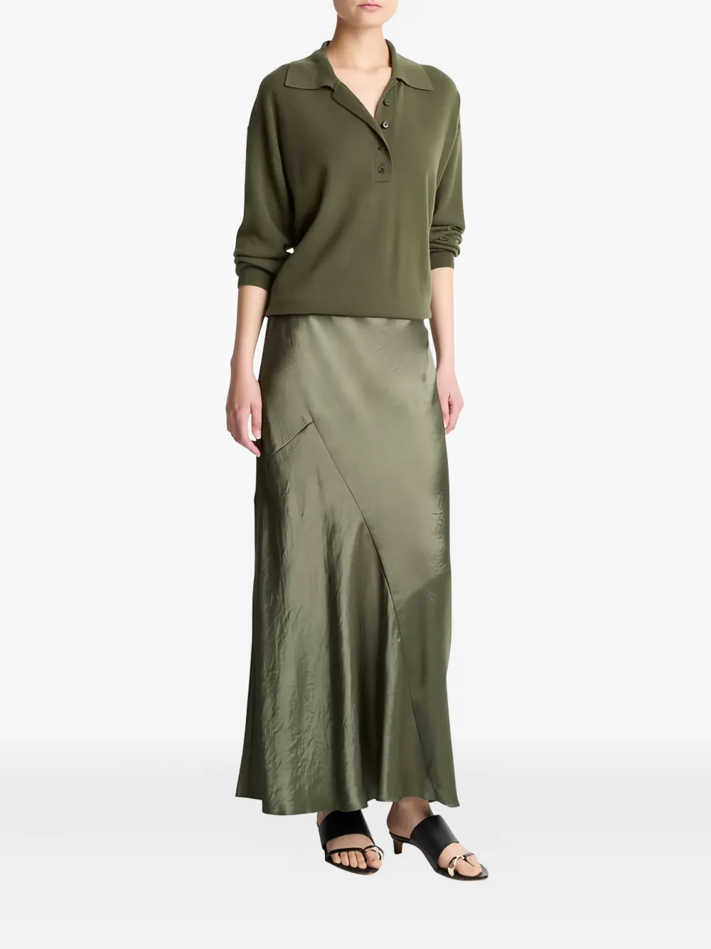 Vince Bias panelled maxi skirt - Groen