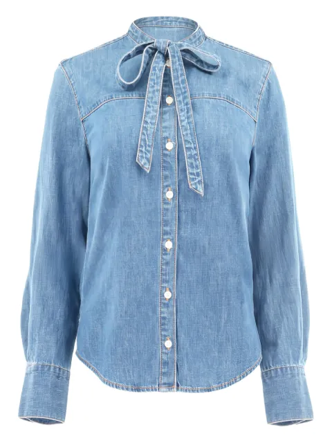 Veronica Beard Gabby tie-neck denim shirt