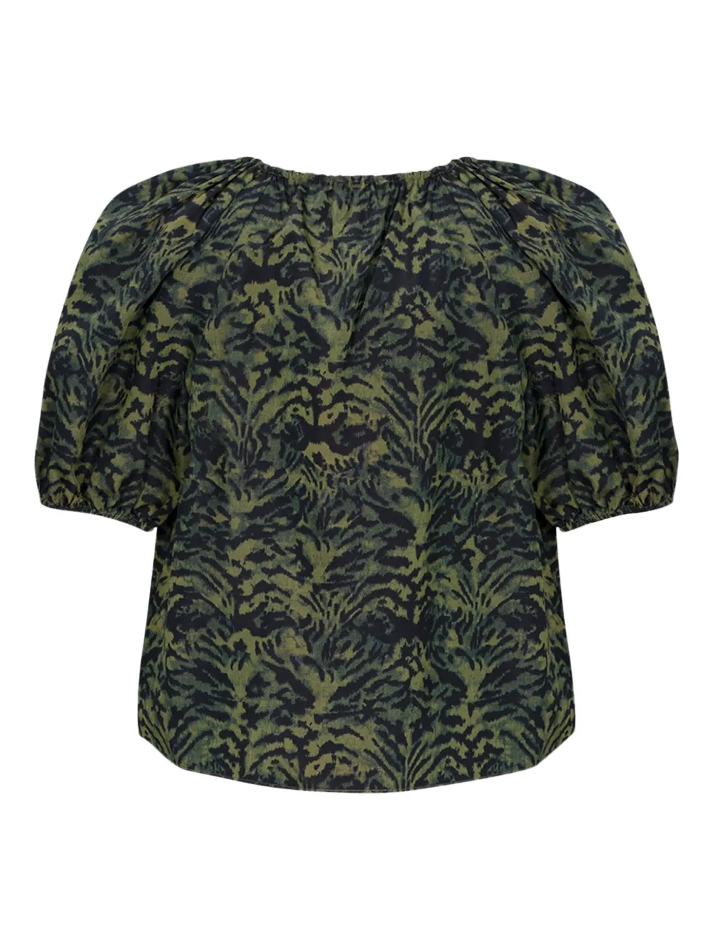 Ulla Johnson Talie Short-sleeve Blouse In Green
