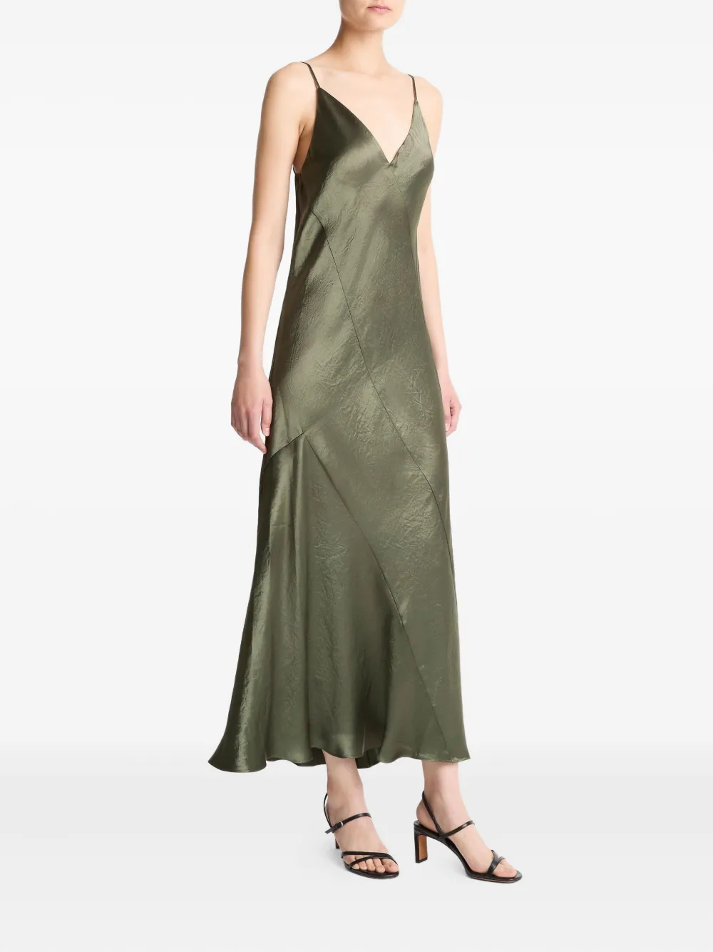Vince panelled bias slip midi dress - Groen