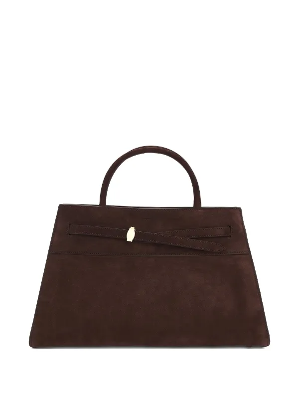 Veronica Beard Large Dash Bsuede Satchel Bag in Brown