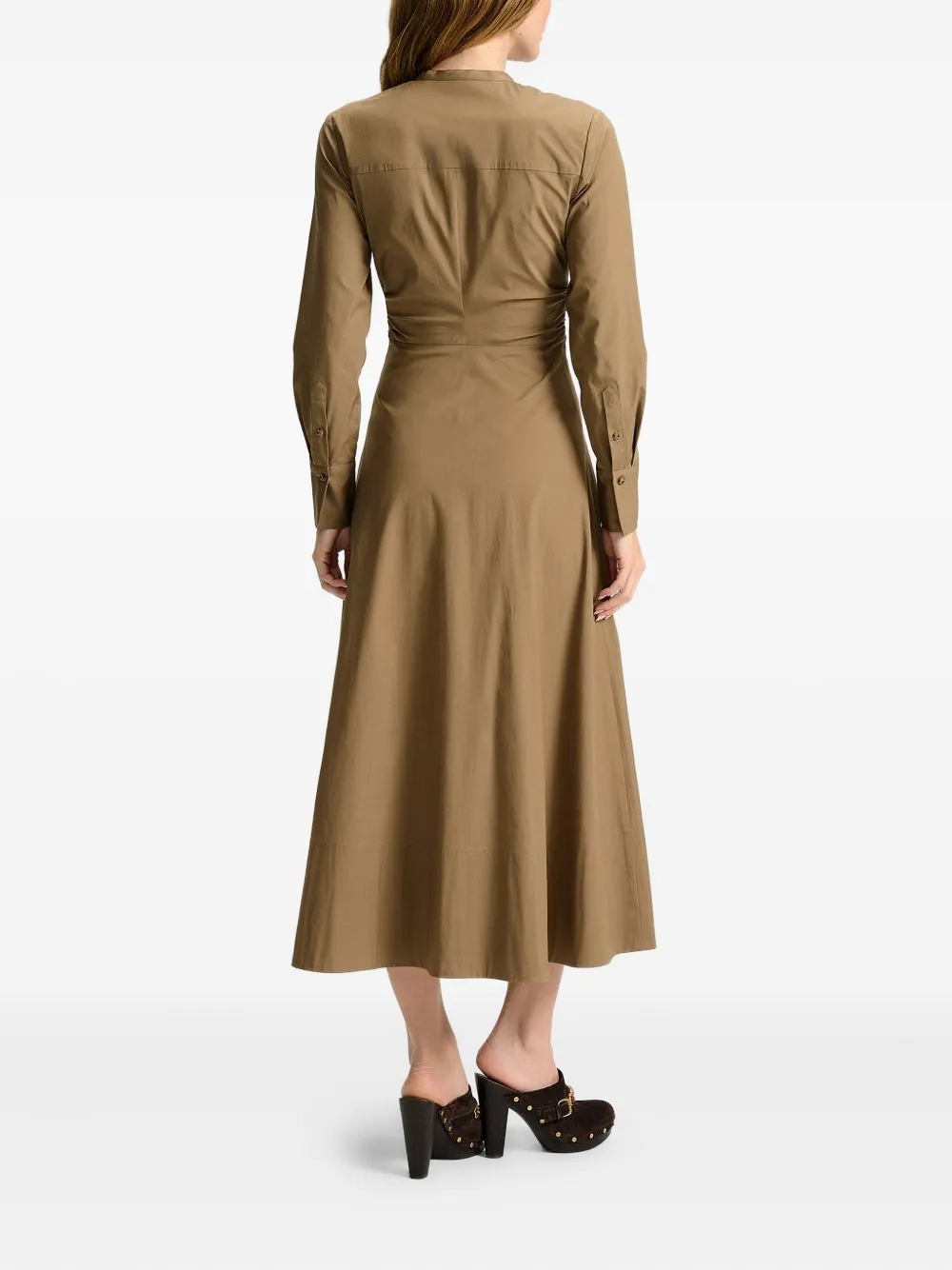 Veronica Beard Honora Buttoned Midi Dress In Brown