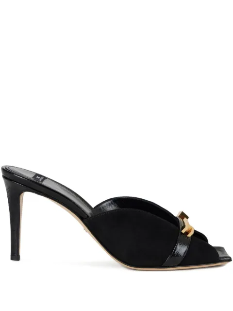Elisabetta Franchi Riviera suede mules with jeweled logo