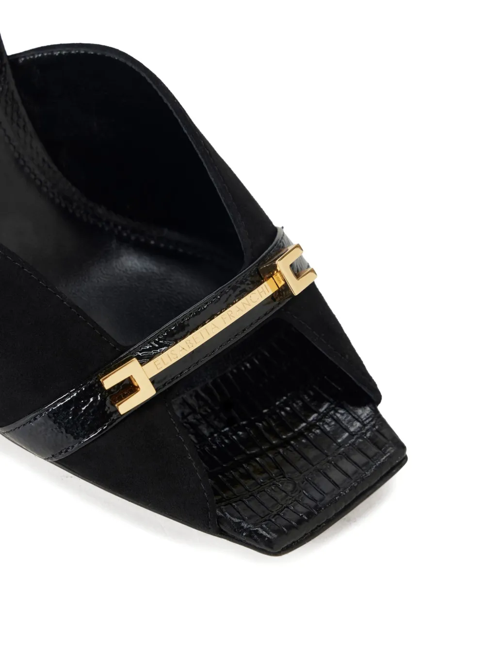 Elisabetta Franchi 80mm Riviera Jeweled-logo Sandals In Black