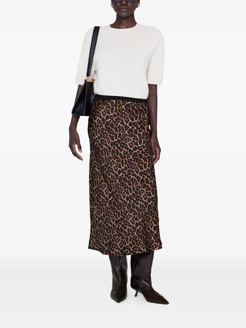 ANINE BING animal-print silk skirt - Bruin