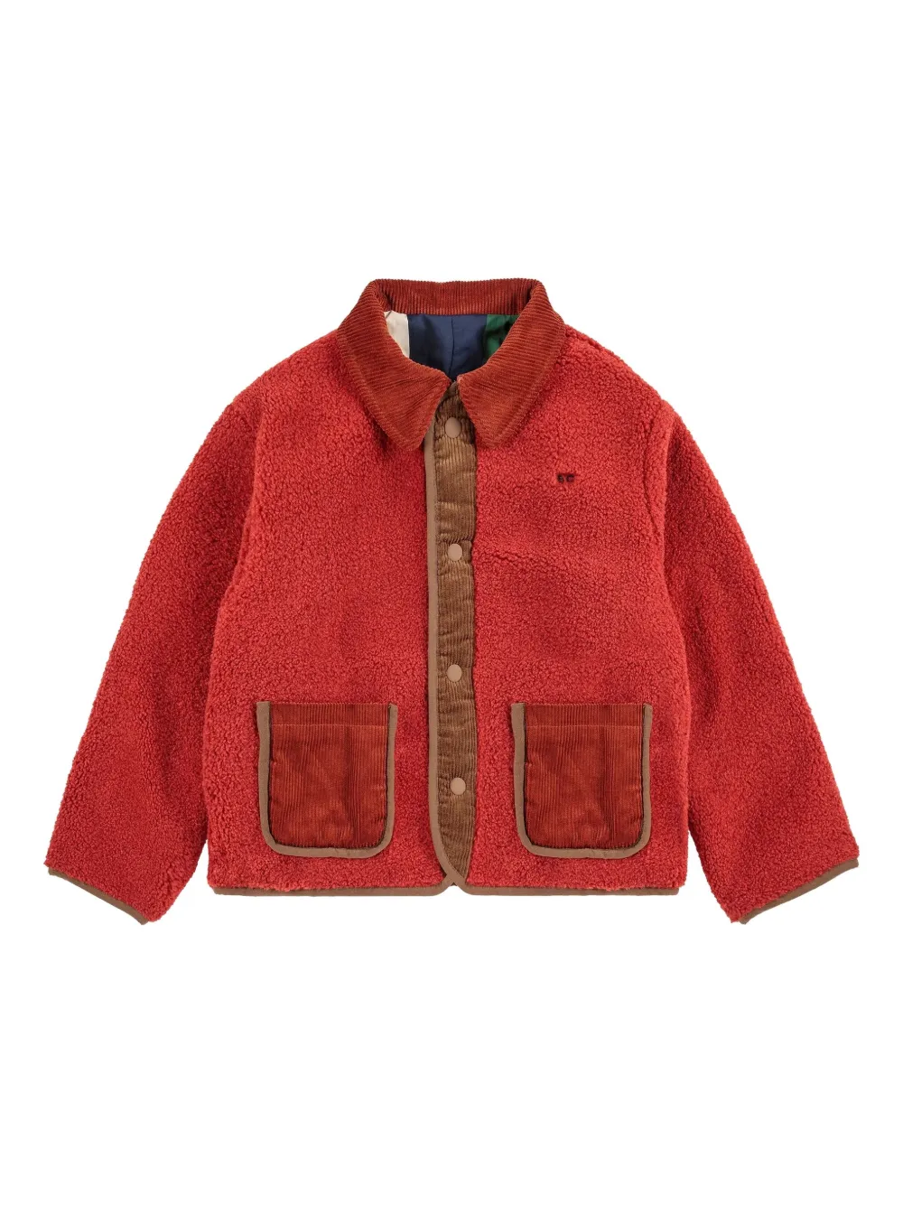 TILES 双面拼贴设计灯芯绒边饰夹克