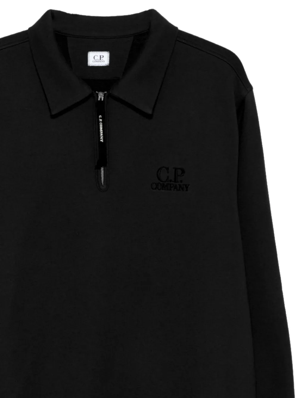 C.P. Company Sweater met halve rits en polokraag Zwart