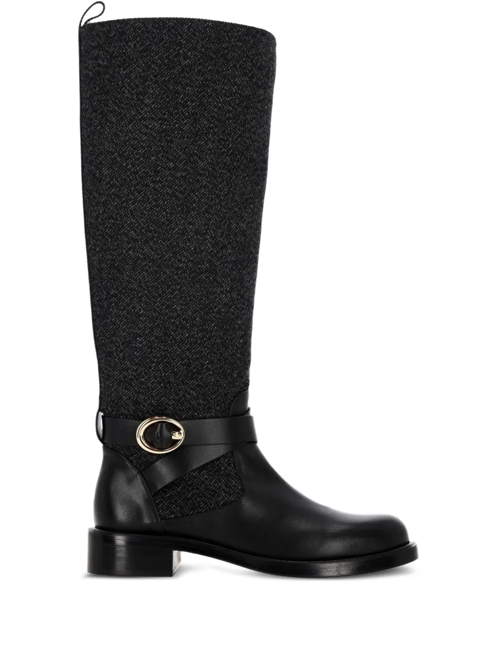 Stuart Weitzman Tweed laarzen met gespdetail Zwart