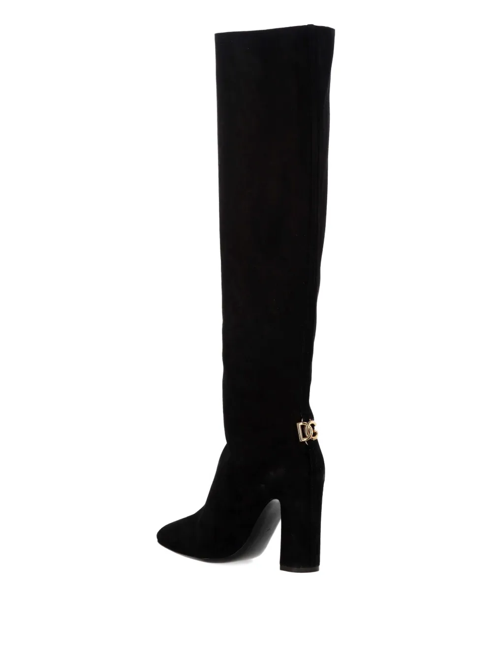 Dolce & Gabbana Chain-embellished Block-heel Boots In Black