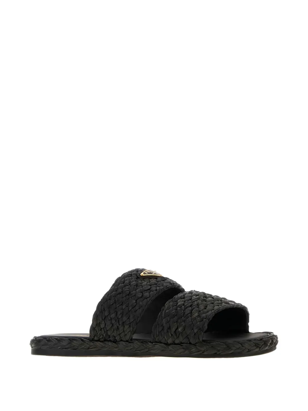Prada Raffia geweven slippers - Zwart